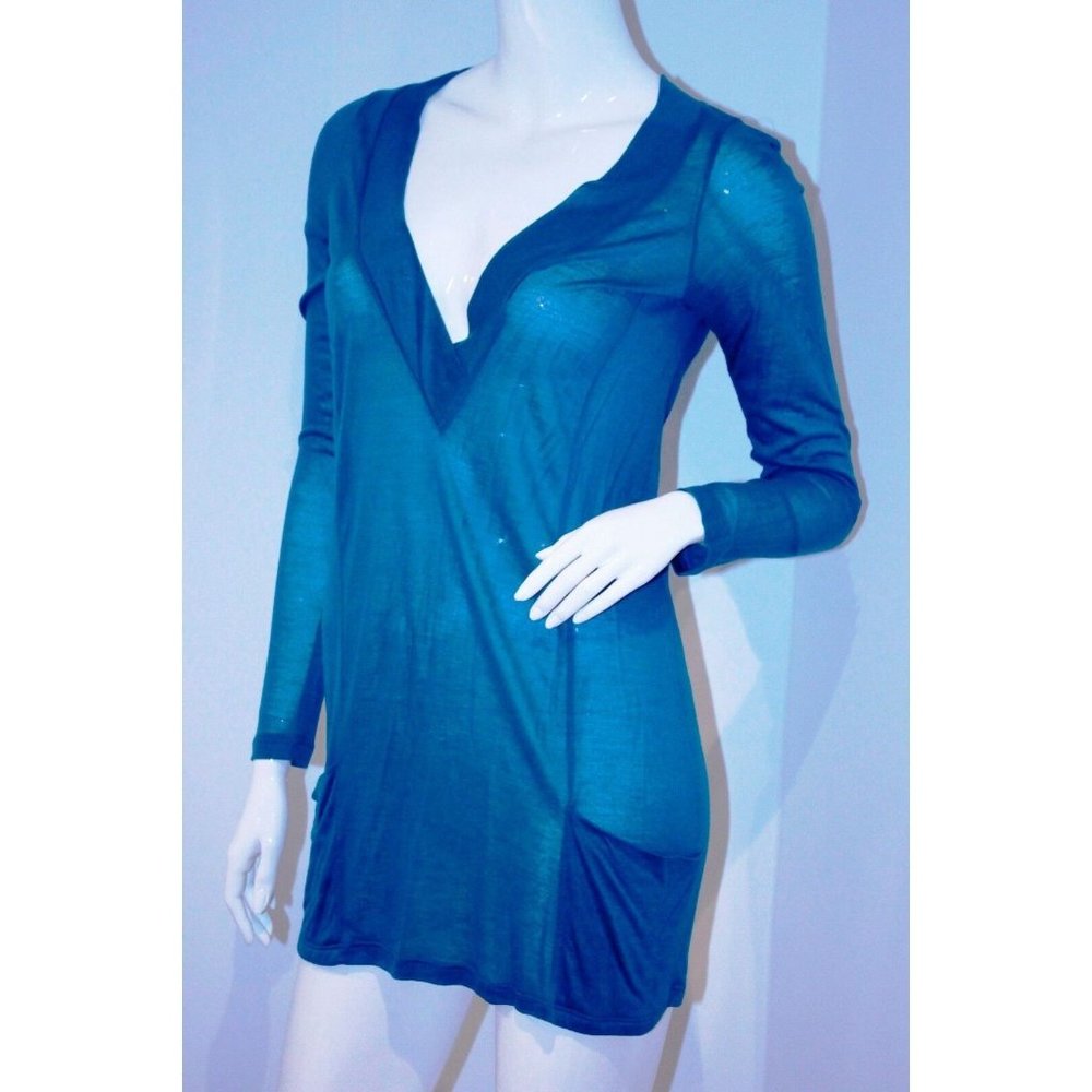 SPLENDID Long Sleeve POCKET Top SHIRT Modal SILK Long ( M )